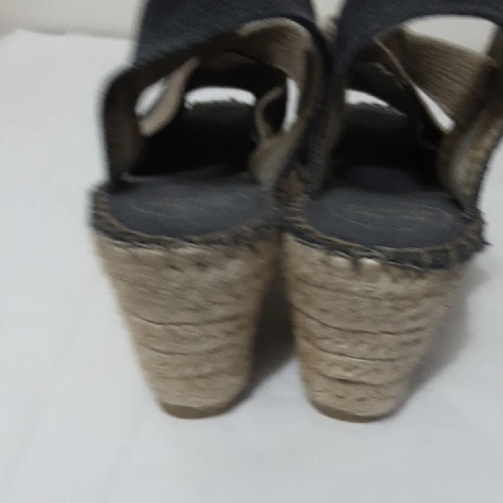 TONI PONS VERDI  Blue and Tan‎ Espadrille Wedge Sandals